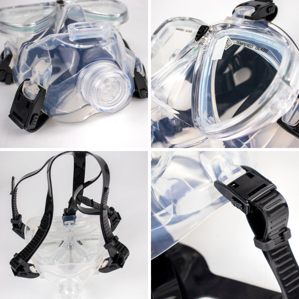 HOTDIVE Silicone Full-Face Diving Helmet with Mask - Underwater Nose Breather