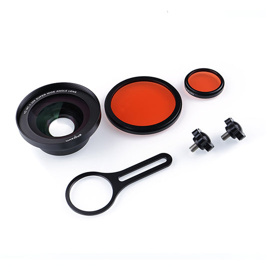 Lens Set for HotDive Underwater Housing | Wide-Angle Lens, Red Filter, Bracket, Screws